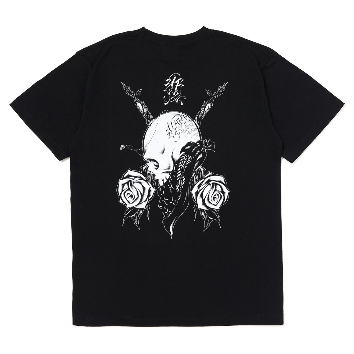 Photo1: USUGROW / BEAUTIFUL THORNS BLACK TEE (1)